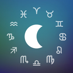 Horoscope circle with a moon
