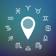 Horoscope circle with a map mark