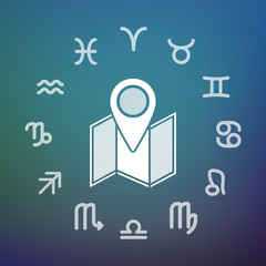 Horoscope circle with a map