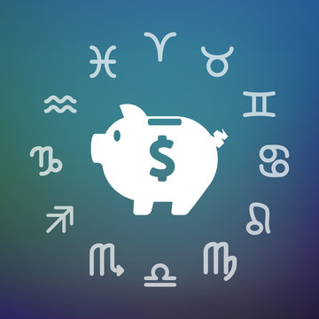 Horoscope circle with a piggy bank
