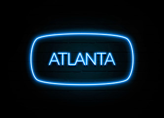 Atlanta  - colorful Neon Sign on brickwall