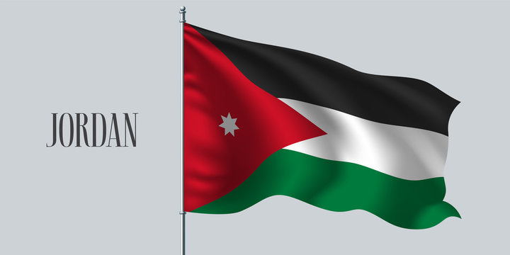 Jordan waving flag on flagpole vector illustration