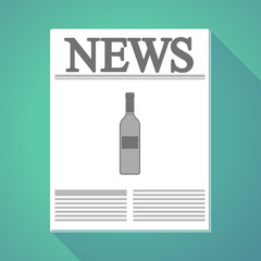 Long shadow  newspaper with a bottle of wine