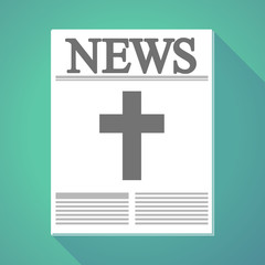 Long shadow  newspaper with a christian cross