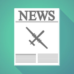 Long shadow  newspaper with a war drone