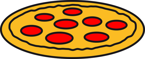 Fototapeta premium seitlich cool logo italien liebe lieblingsessen stücke pizza rund groß comic cartoon clipart salami