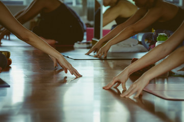 Fototapeta na wymiar Yoga practice exercise class