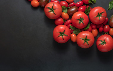 Tomatoes and mint on table