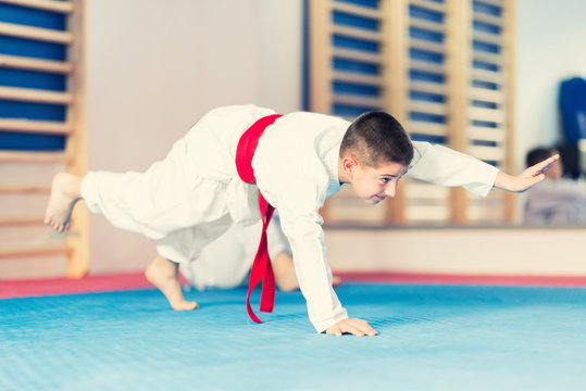 Little Boy In Martial Arts Training Class