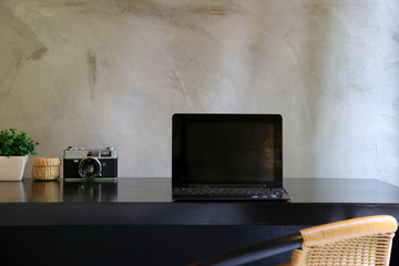 Laptop in the office style loft