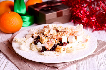 Tuna salad with black rice, feta cheesse and greens