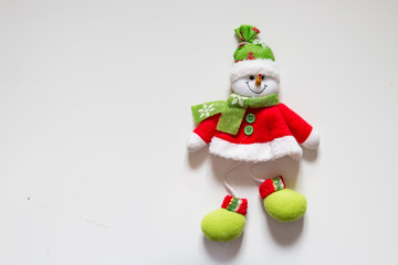 Christmas smiling snowman felt with cap and scarf.Christmas decorations with Snowman toy and...