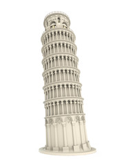Leaning Pisa Tower Isolated