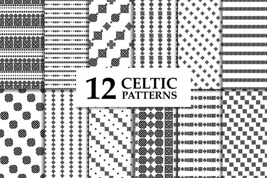 Celtic knot seamless pattern set