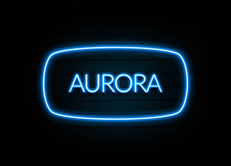 Aurora  - colorful Neon Sign on brickwall