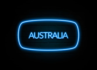 Australia  - colorful Neon Sign on brickwall