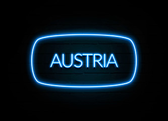 Austria  - colorful Neon Sign on brickwall