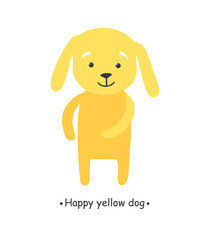 Happy yellow dog cartoon. Flat vector illustration