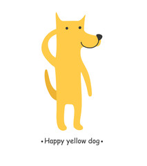 Happy yellow dog cartoon. Flat vector illustration
