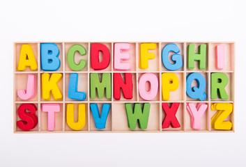 colorful Wooden alphabet blocks with letters