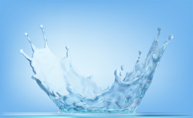 Water crown splash, isolated on transparent background.