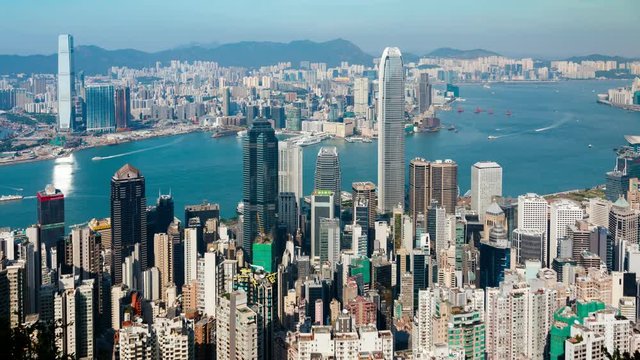 Hong Kong cityscape view from Victoria Peak - Time Lapse