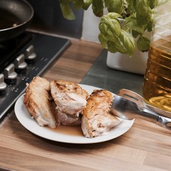 Chicken on the white plate