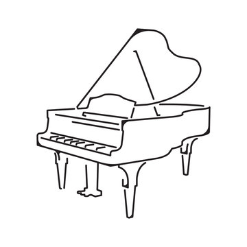 Piano icon, isolated on white background, vector illustration