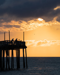 Fishing pier Sunrise Silhouette