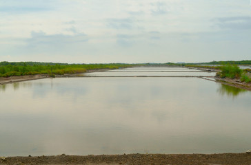 salt evaporation pond in thailand