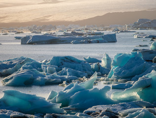 View of melting down glacier due to global warming