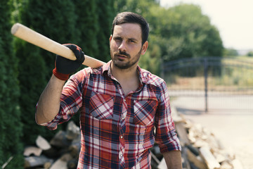 Obraz premium Lumberjack and hatchet