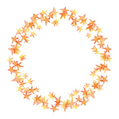 Wreath, frame. Watercolor stars. Party decoration