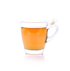 Millingtonia ,white India flower cork  tree   tea on white background