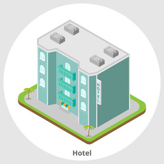 Vector isometric icon or infographic element representing hotel
