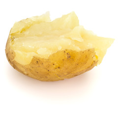 one boiled peeled potato half isolated on white background cutout