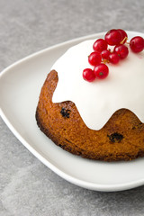 Christmas pudding on gray stone
