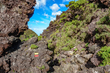 Track across volcanic rocks zone