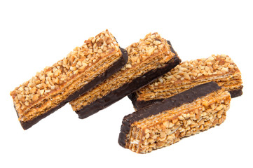 Chocolate wafers isolated on a white background
