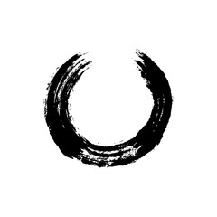 Enso open circle. Buddhist symbol for the never ending journey to be whole. Handmade vector ink painting. - obrazy, fototapety, plakaty