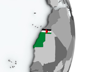 Map of Western Sahara with flag