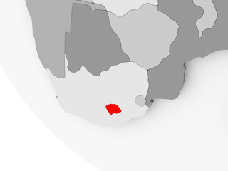 Map of Lesotho in red