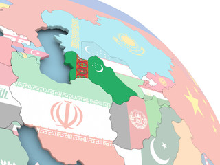 Flag of Turkmenistan on globe