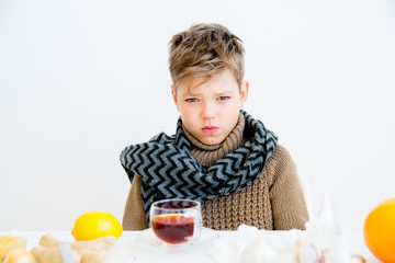 Boy having flu