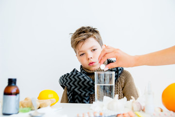 Boy having flu