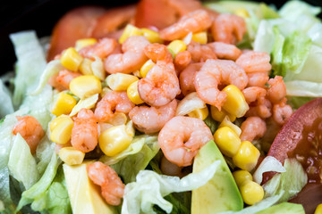 Fresh seafood salad with smoked salmon