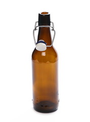 Old bottle of beer with  isolated on white background