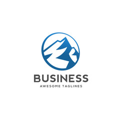 blue Mountain icon Logo Business Template Vector, mountain in circle line logo vector

