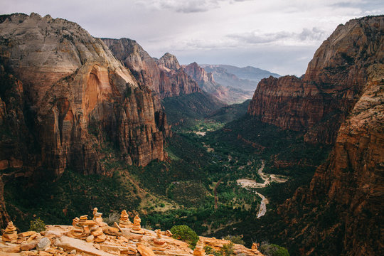 expansive views from angels landing zion national park