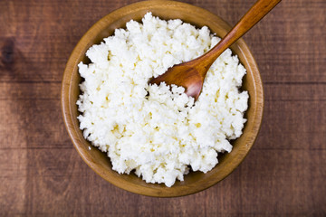 Cottage cheese and spoon